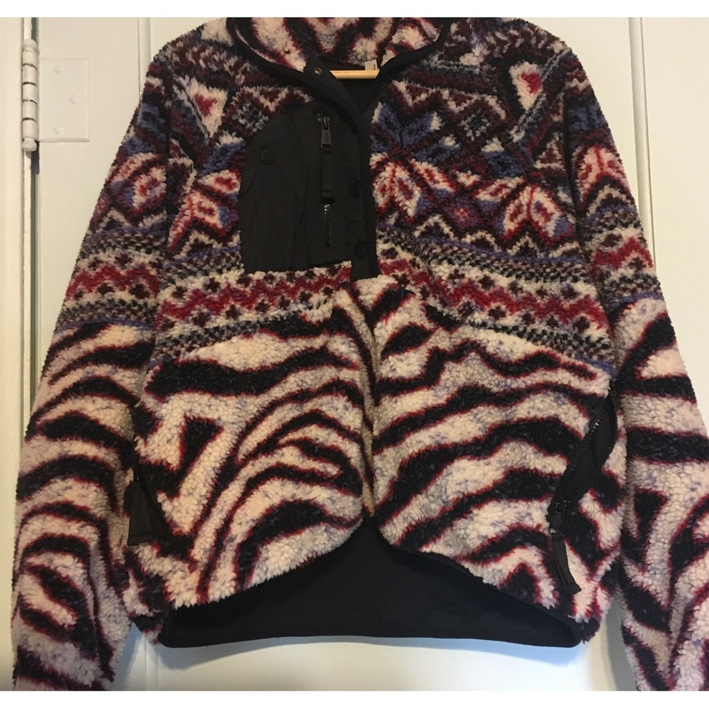 Free People Hit the Slopes Sherpa Pullover Nordic tribe Vibe M
